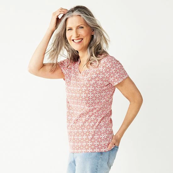 Women's Croft & Barrow® Essential V-Neck Tee White Foliage - Image 13