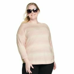 Plus Size Croft & Barrow® Boatneck Space-Dye Sweater Pink