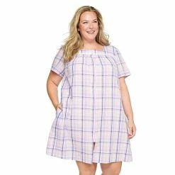 Plus Size Croft & Barrow® Short Sleeve Zipper Duster Robe Navy Stripe
