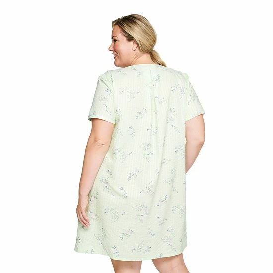 Plus Size Croft & Barrow® Short Sleeve Zipper Duster Robe Navy Stripe - Image 2