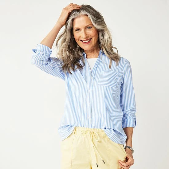 Women's Croft & Barrow® Essential Comfort Stretch Shirt Chambray - Image 7