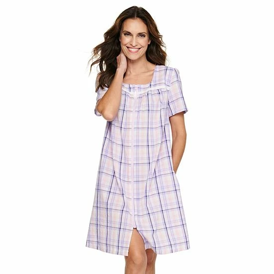 Women's Croft & Barrow® Short Sleeve Zipper Duster Navy Stripe - Image 3