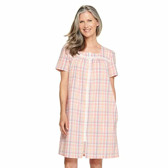 Women's Croft & Barrow® Short Sleeve Zipper Duster Navy Stripe - Image 4