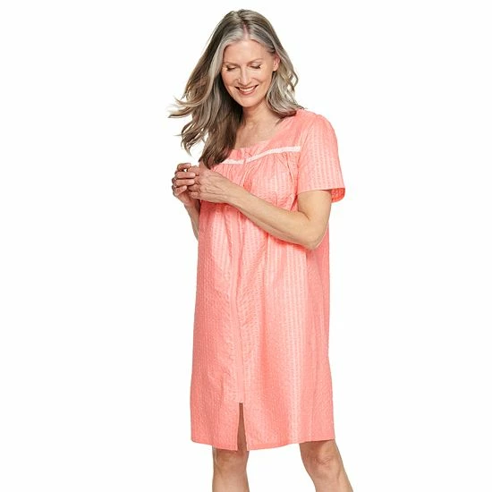 Women's Croft & Barrow® Short Sleeve Zipper Duster Navy Stripe - Image 7