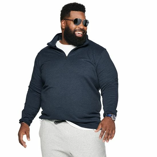 Big & Tall Croft & Barrow® Fleece Quarter-Zip Pullover Top Fondue Fudge - Image 2