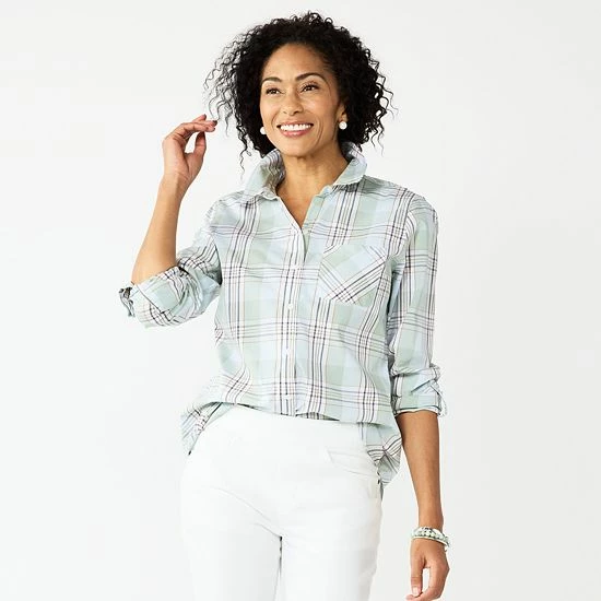 Women's Croft & Barrow® Essential Comfort Stretch Shirt Chambray - Image 10