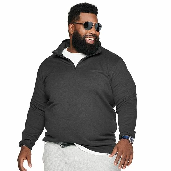 Big & Tall Croft & Barrow® Fleece Quarter-Zip Pullover Top Fondue Fudge - Image 4