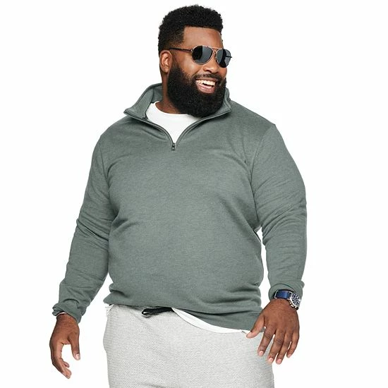 Big & Tall Croft & Barrow® Fleece Quarter-Zip Pullover Top Fondue Fudge - Image 5