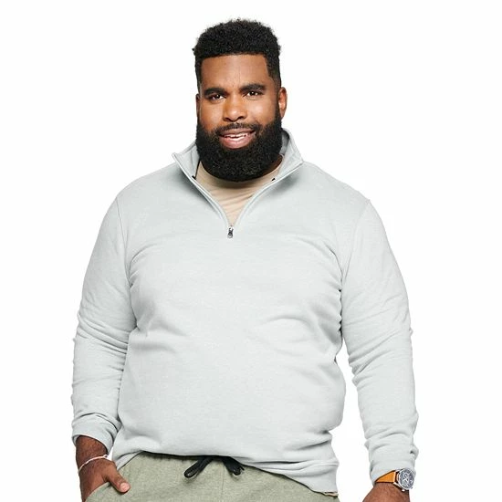 Big & Tall Croft & Barrow® Fleece Quarter-Zip Pullover Top Fondue Fudge - Image 7