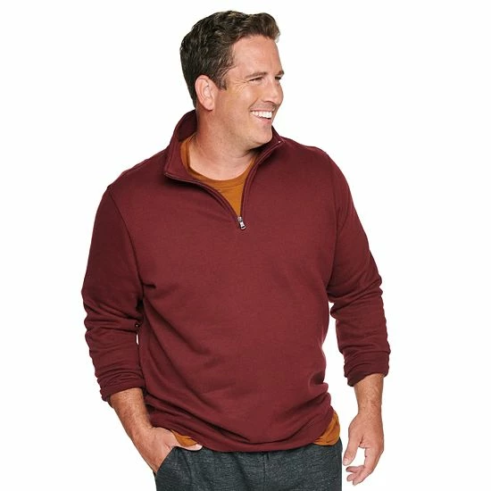 Big & Tall Croft & Barrow® Fleece Quarter-Zip Pullover Top Fondue Fudge - Image 8