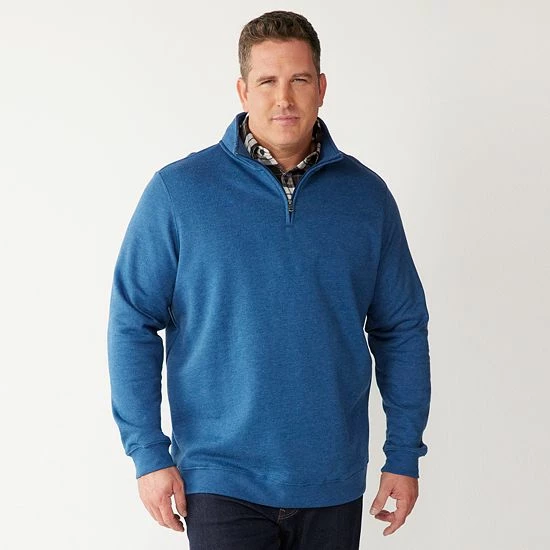 Big & Tall Croft & Barrow® Fleece Quarter-Zip Pullover Top Fondue Fudge - Image 10