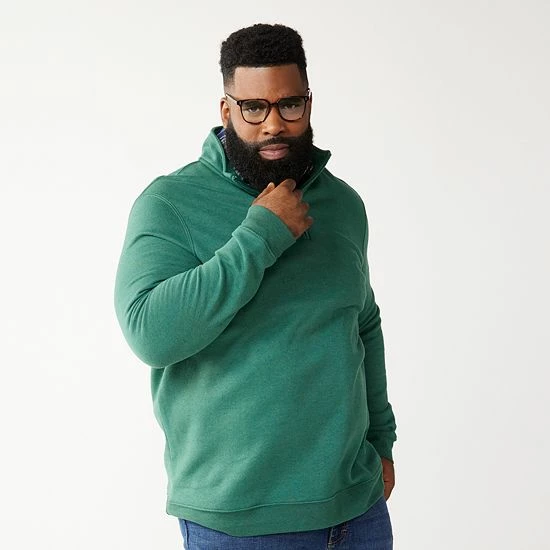 Big & Tall Croft & Barrow® Fleece Quarter-Zip Pullover Top Fondue Fudge - Image 12