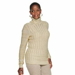 Petite Croft & Barrow® Turtleneck Sweater Barely Pink