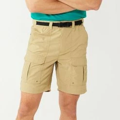 Men's Croft & Barrow® Belted Cargo Shorts Light Khaki
