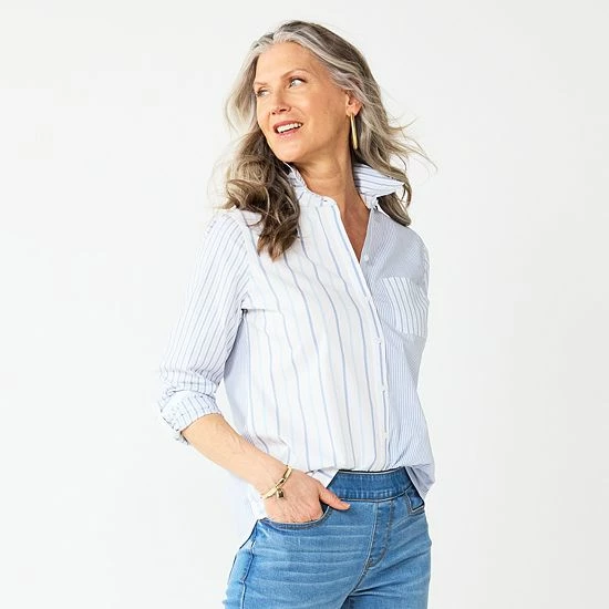 Women's Croft & Barrow® Essential Comfort Stretch Shirt Chambray - Image 12