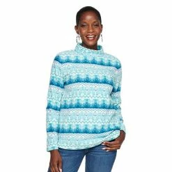 Women's Croft & Barrow® Microfleece Mockneck Sweatshirt Hunter Green