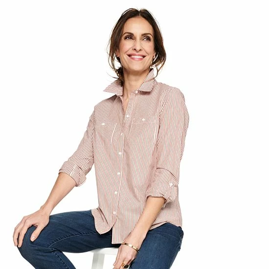 Women's Croft & Barrow® Essential Comfort Stretch Shirt Chambray - Image 15