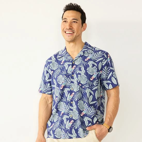 Men's Croft & Barrow® Regular-Fit Linen-Blend Button-Down Shirt Red - Image 6