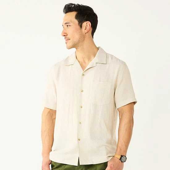 Men's Croft & Barrow® Regular-Fit Linen-Blend Button-Down Shirt Red - Image 10