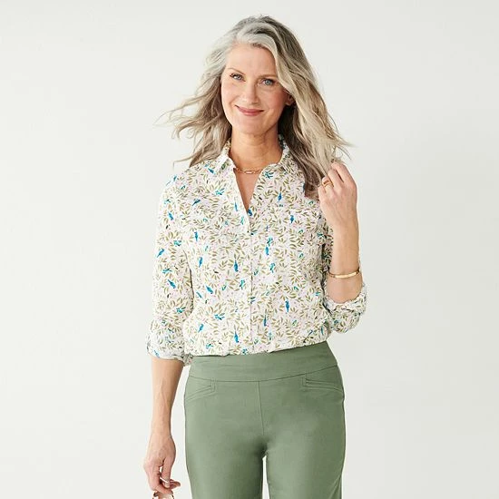 Women's Croft & Barrow® Essential Comfort Stretch Shirt Chambray - Image 16