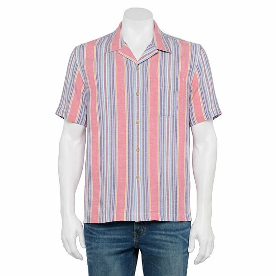 Men's Croft & Barrow® Regular-Fit Linen-Blend Button-Down Shirt Red - Image 12