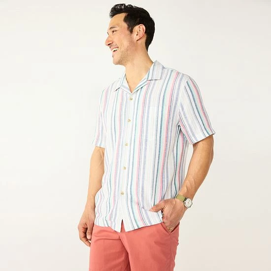 Men's Croft & Barrow® Regular-Fit Linen-Blend Button-Down Shirt Red - Image 13