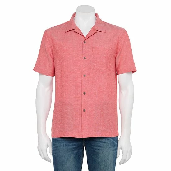 Men's Croft & Barrow® Regular-Fit Linen-Blend Button-Down Shirt Red - Image 14