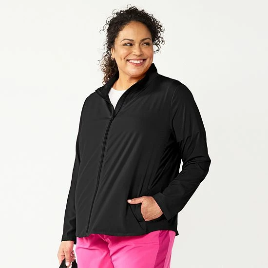 Plus Size Croft & Barrow® Classic Comfort Collection 1/4-Zip Jacket Black - Image 4