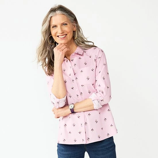 Women's Croft & Barrow® Essential Comfort Stretch Shirt Chambray - Image 19