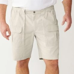 Big & Tall Croft & Barrow® Side Elastic Cargo Shorts Khaki
