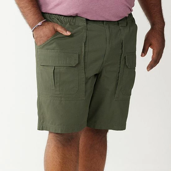 Big & Tall Croft & Barrow® Side Elastic Cargo Shorts Khaki - Image 4