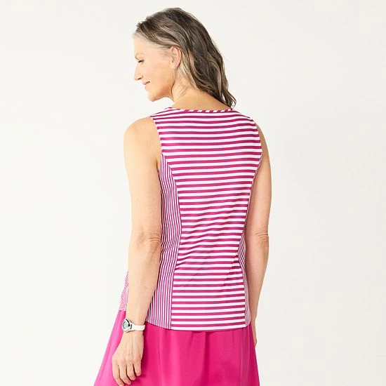 Women's Croft & Barrow® Classic Comfort Collection Striped Tank Fuchsia Stripe - Image 2