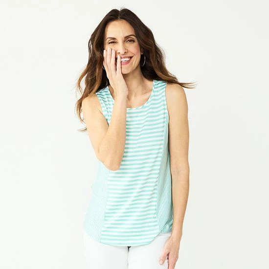 Women's Croft & Barrow® Classic Comfort Collection Striped Tank Fuchsia Stripe - Image 4