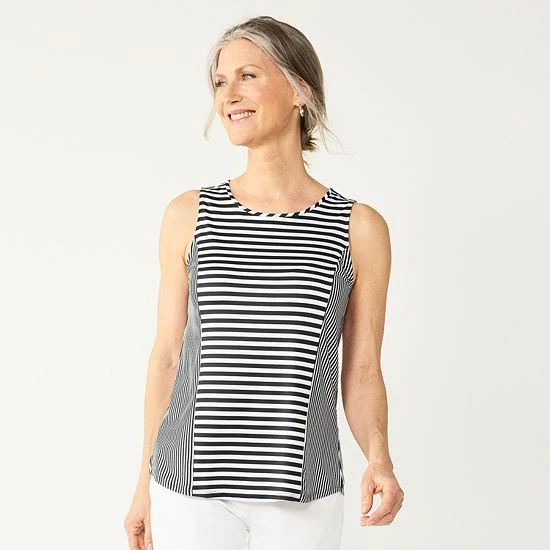 Women's Croft & Barrow® Classic Comfort Collection Striped Tank Fuchsia Stripe - Image 6