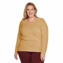 Plus Size Croft & Barrow® Extra Soft V-Neck Sweater Navy