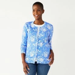 Women's Croft & Barrow® Button-Front Cardigan Sweater Light Blue
