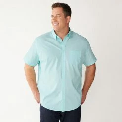 Big & Tall Croft & Barrow® Easy-Care Button-Down Shirt Purple Blue Grey Check