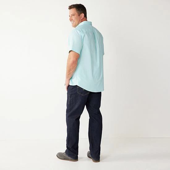 Big & Tall Croft & Barrow® Easy-Care Button-Down Shirt Purple Blue Grey Check - Image 2