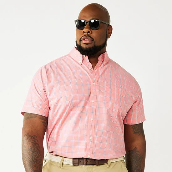 Big & Tall Croft & Barrow® Easy-Care Button-Down Shirt Purple Blue Grey Check - Image 4