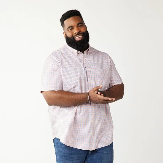 Big & Tall Croft & Barrow® Easy-Care Button-Down Shirt Purple Blue Grey Check - Image 10