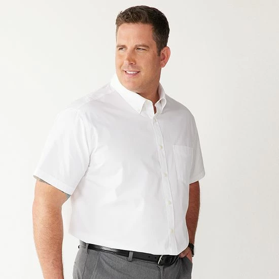 Big & Tall Croft & Barrow® Easy-Care Button-Down Shirt Purple Blue Grey Check - Image 11