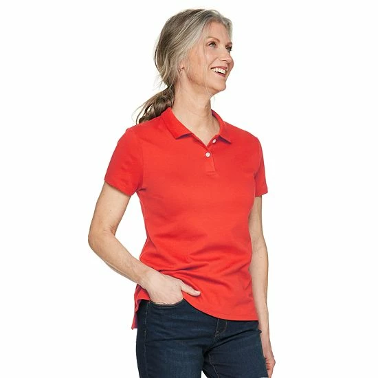 Women's Croft & Barrow® Essential Extra-Soft Polo Shirt Blue Stripe - Image 3