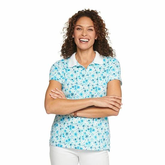 Women's Croft & Barrow® Essential Extra-Soft Polo Shirt Blue Stripe - Image 6