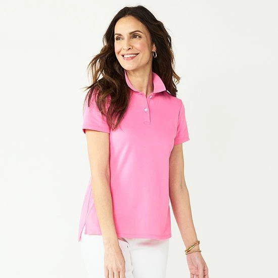 Women's Croft & Barrow® Essential Extra-Soft Polo Shirt Blue Stripe - Image 8