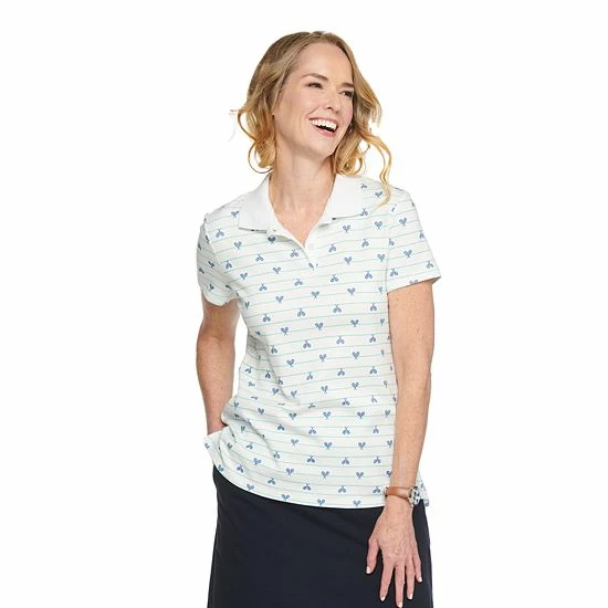 Women's Croft & Barrow® Essential Extra-Soft Polo Shirt Blue Stripe - Image 9