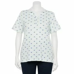 Plus Size Croft & Barrow® Y-Neck Polo Shirt Pink Stripe