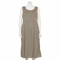 Plus Size Croft & Barrow® Smocked Swing Midi Dress Grey Floral