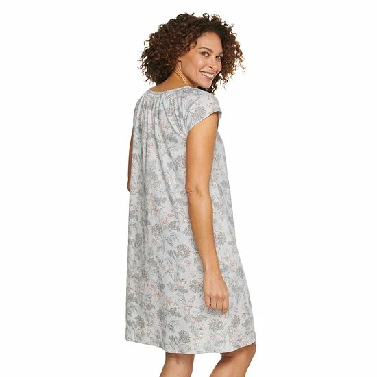 Women's Croft & Barrow® V-Neck Short Sleeve Cotton Nightgown Mint Paisley - Image 2