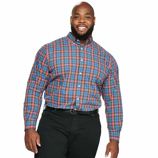 Men's Croft & Barrow® Pattern Easy-Care Button-Down Shirt Blue Heather Plaid