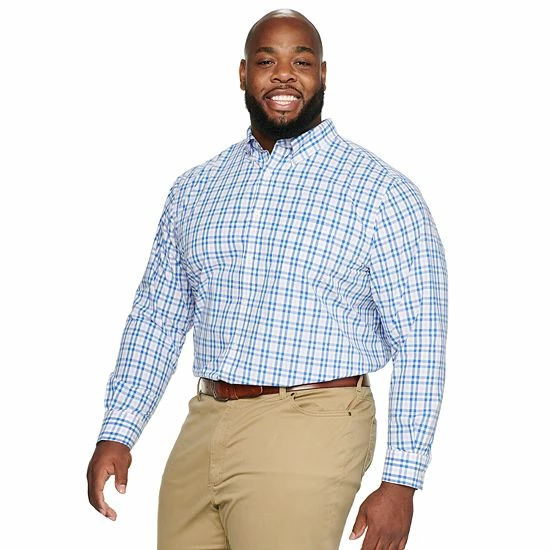 Men's Croft & Barrow® Pattern Easy-Care Button-Down Shirt Blue Heather Plaid - Image 3